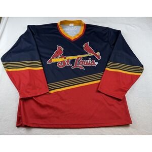 St Louis Cardinals Bally Sports Hockey Style Jersey Adult XL Red Blue Yellow